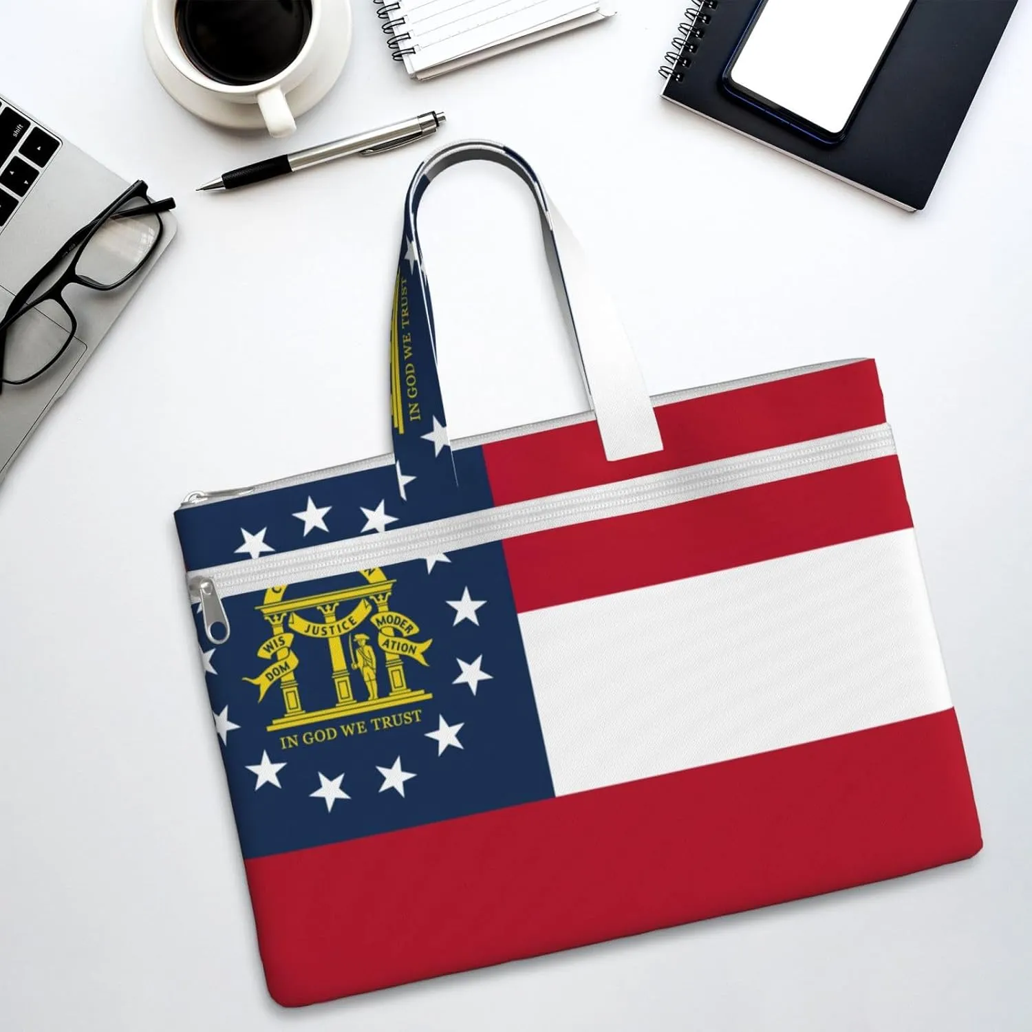 Georgia Flag Canvas Document Bag Organizer Handbag For Travel And Leisure Weekends