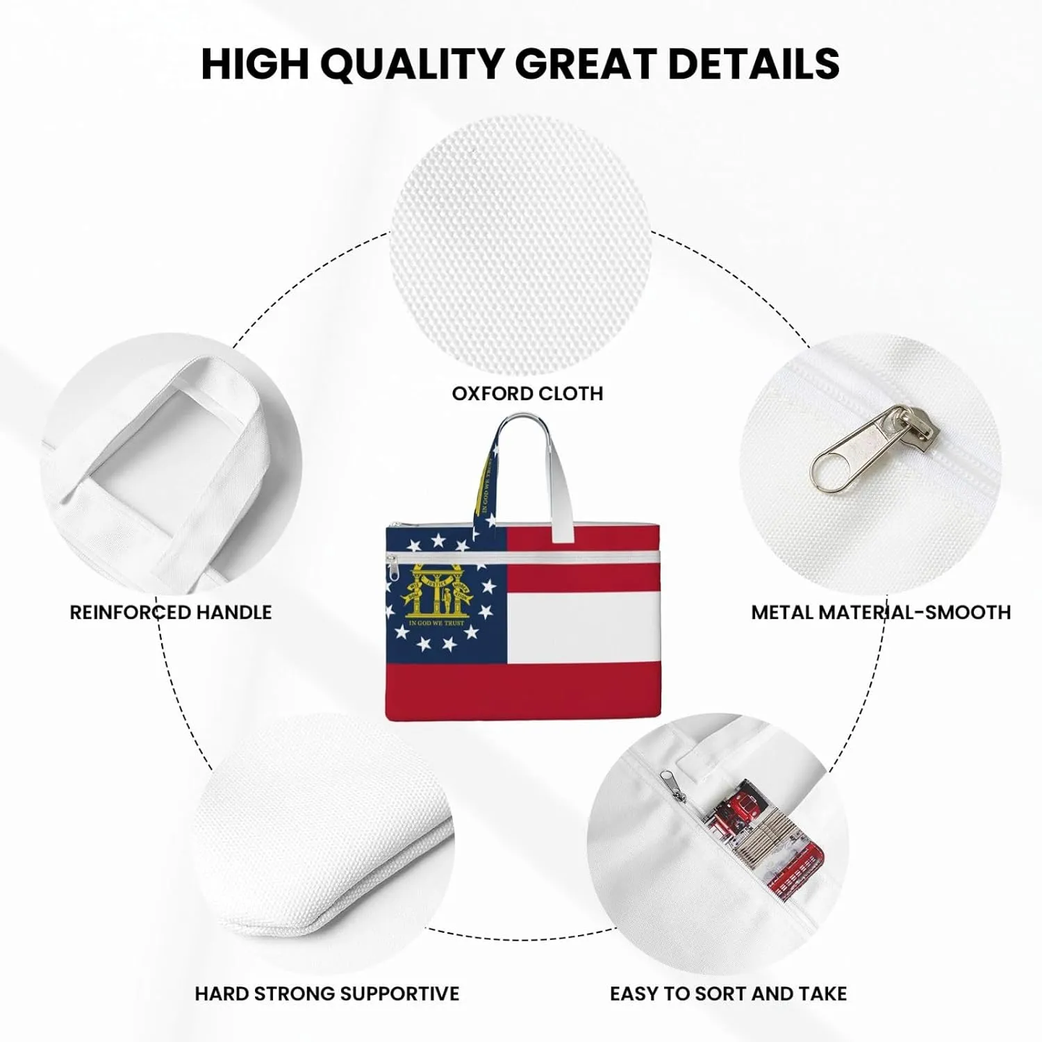 Georgia Flag Canvas Document Bag Organizer Handbag For Travel And Leisure Weekends