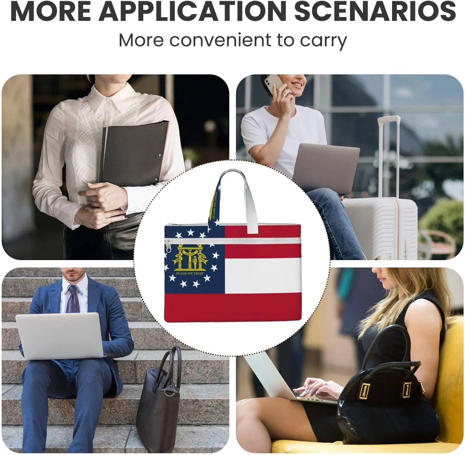 Georgia Flag Canvas Document Bag Organizer Handbag For Travel And Leisure Weekends