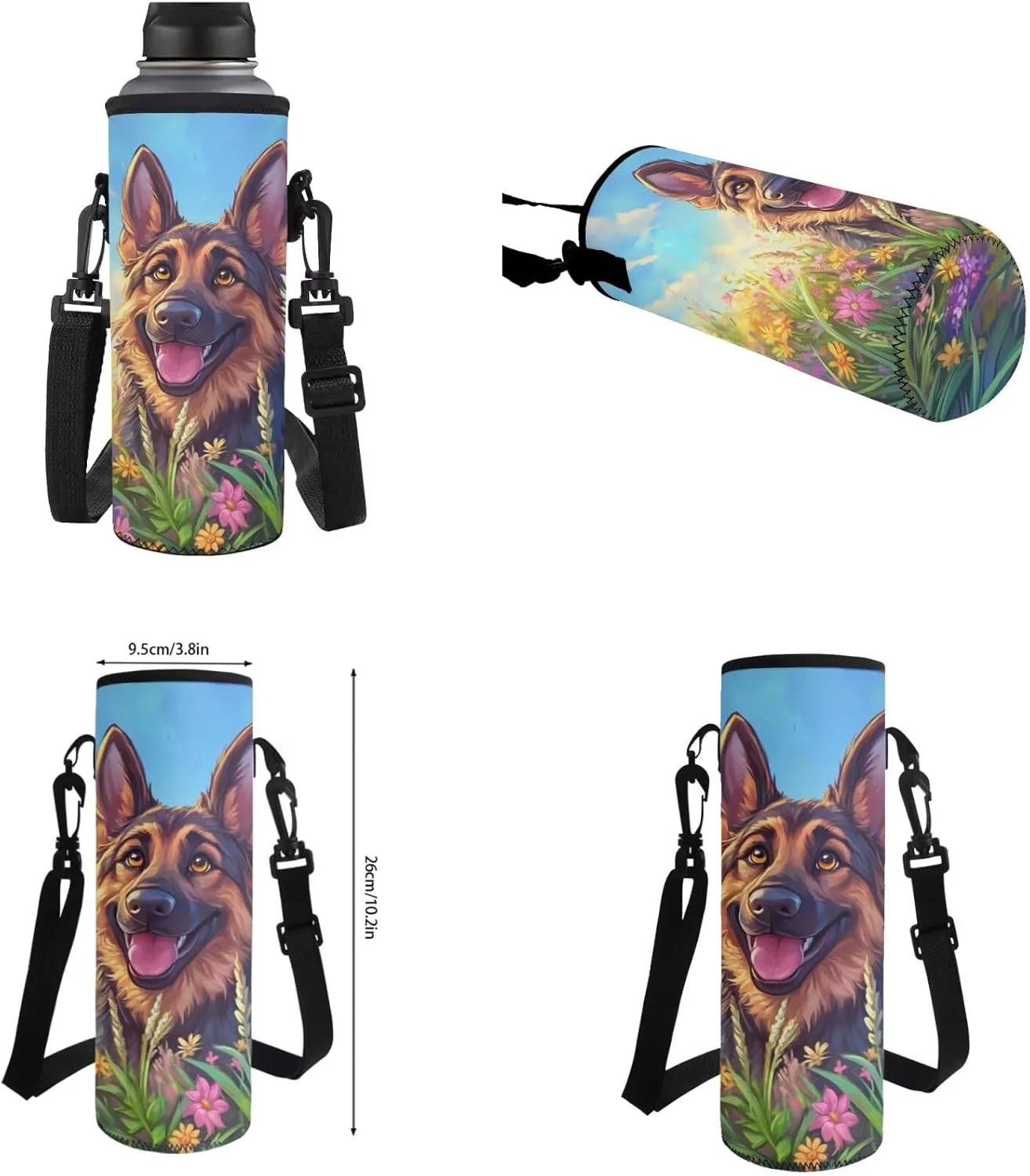 German Shepherds Backpack for Girls Boys 6-8 10-12 Kids School Bag Set with Lunch Bag Pencil Case Kindergartner Elementary Preschool Middle School Bookbag Water Bottle Sleeve