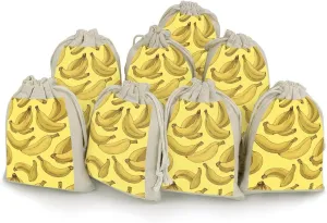 GHBNK Banana Pattern Burlap Bags 8PC Drawstring Bags Small Burlap Gift Pouches for Jewelry,Travel Storage