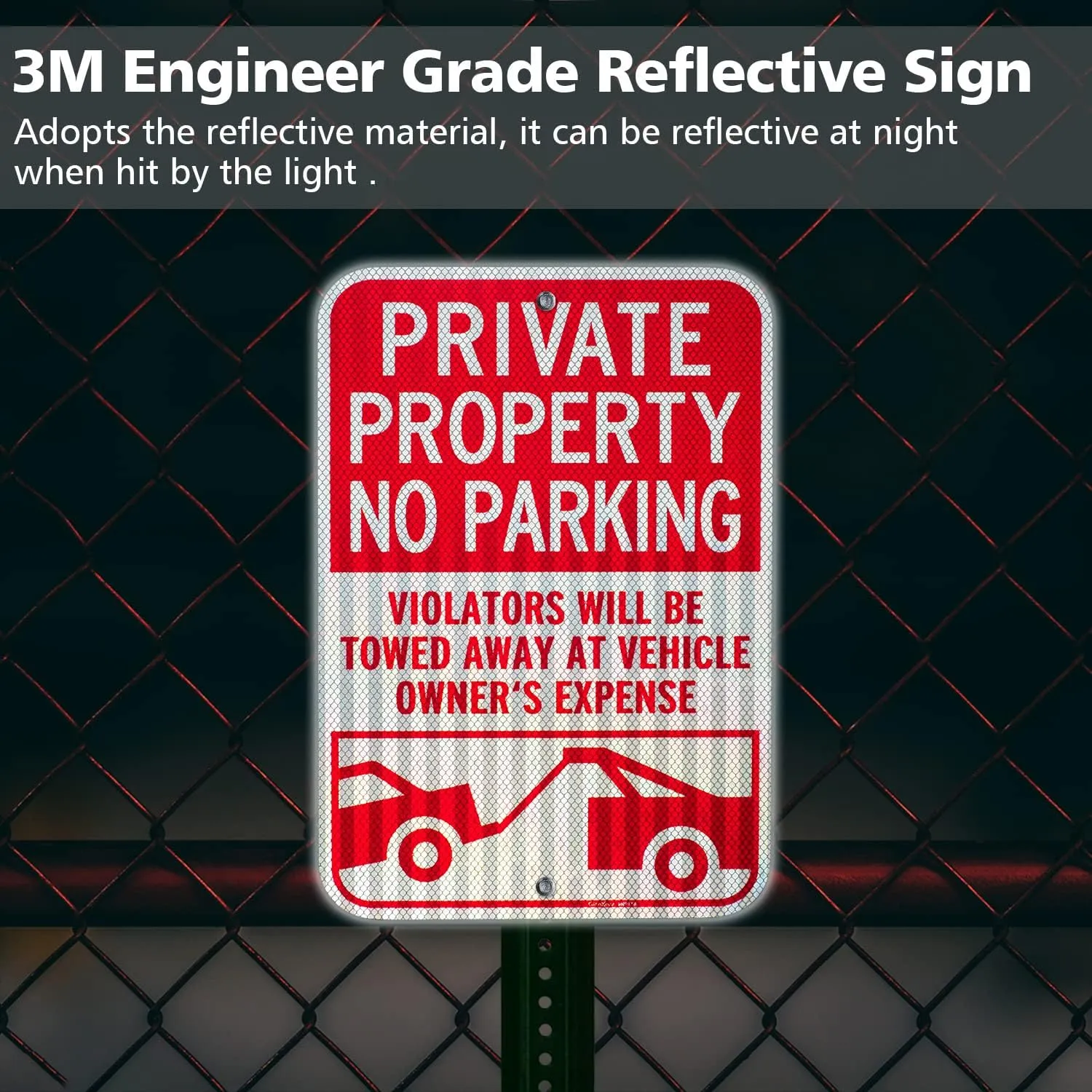 GicnKeuz 2 Pack Private Property No Parking Signs, Violators Will Be Towed Away at Vehicle Owner's Expense Signs, 18x12 Inches,Engineer Grade Reflective Aluminum, Fade Resistant,Outdoor Use