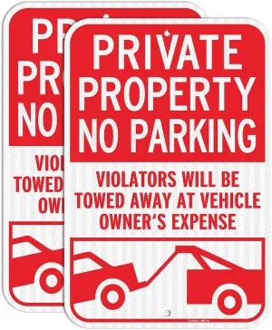 GicnKeuz 2 Pack Private Property No Parking Signs, Violators Will Be Towed Away at Vehicle Owner's Expense Signs, 18x12 Inches,Engineer Grade Reflective Aluminum, Fade Resistant,Outdoor Use