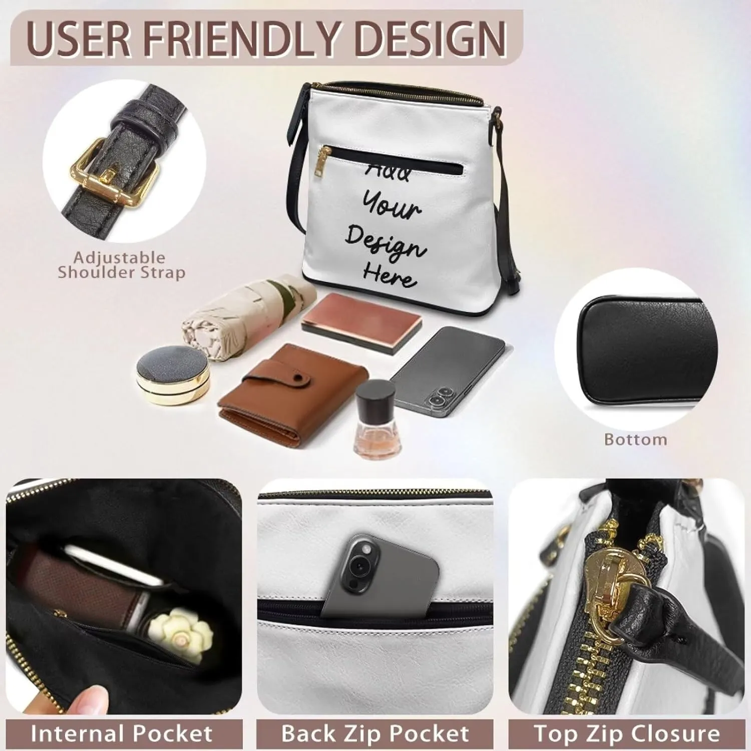 GIFTPUZZ Leather Shoulder Bag Ladies Waterproof Handbags Women Crossbody Bag for Travel Party and Work