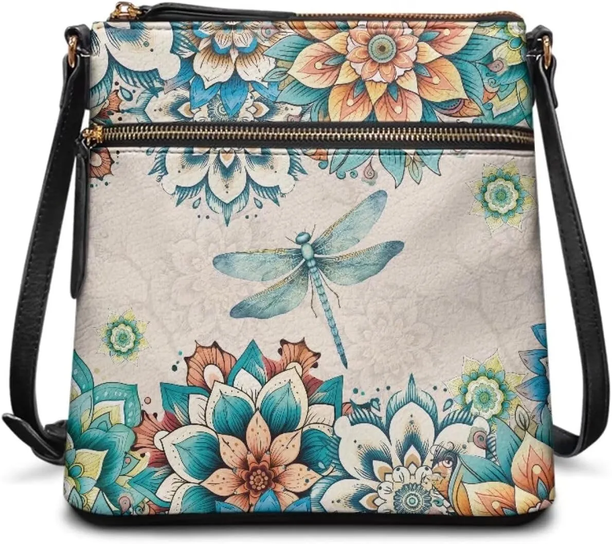 GIFTPUZZ Soft Leather Crossbody Purse with Zipper Pockets and Adjustable Shoulder Strap for Work Travel Shopping