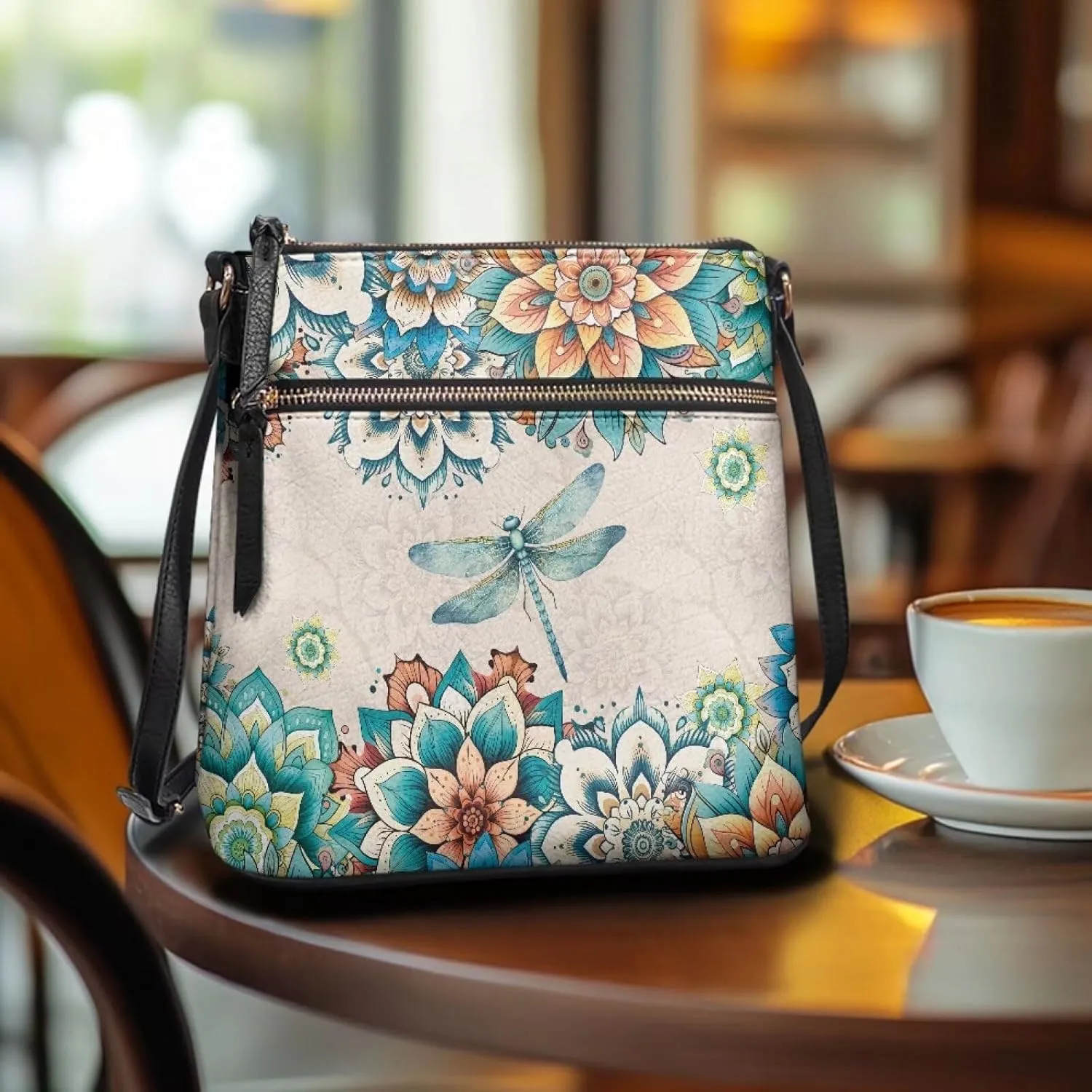 GIFTPUZZ Soft Leather Crossbody Purse with Zipper Pockets and Adjustable Shoulder Strap for Work Travel Shopping