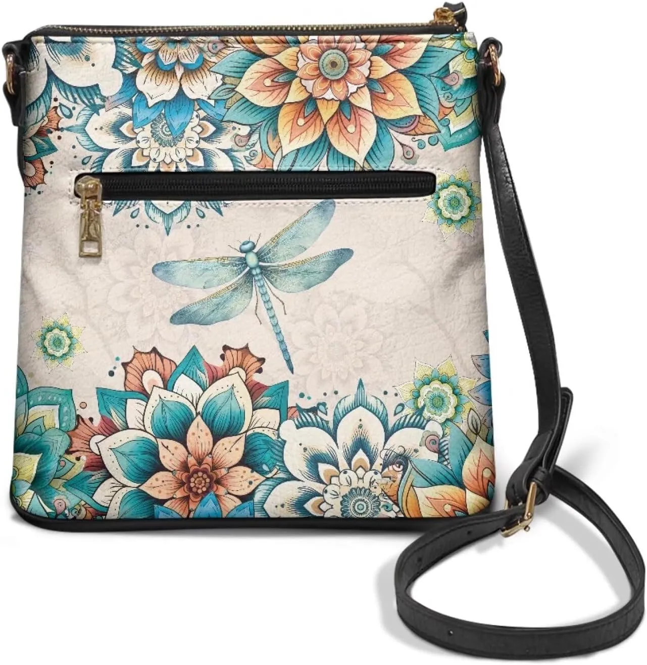 GIFTPUZZ Soft Leather Crossbody Purse with Zipper Pockets and Adjustable Shoulder Strap for Work Travel Shopping