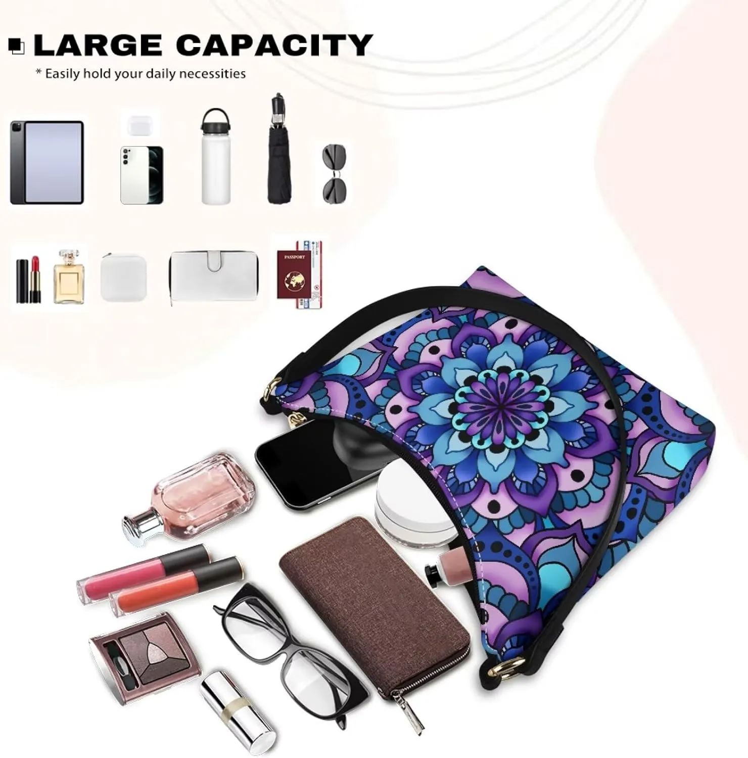 GIFTPUZZ Women Underarm Shoulder Bag Trendy Leather Purse with Top Handle Internal Pocket and Zipper Closure Waterproof