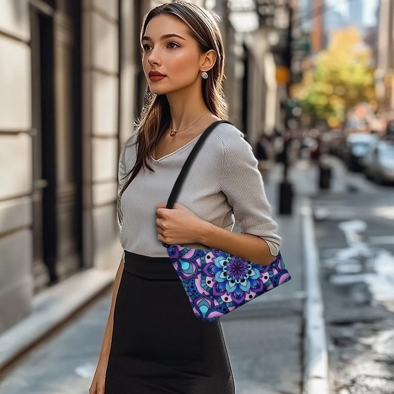 GIFTPUZZ Women Underarm Shoulder Bag Trendy Leather Purse with Top Handle Internal Pocket and Zipper Closure Waterproof