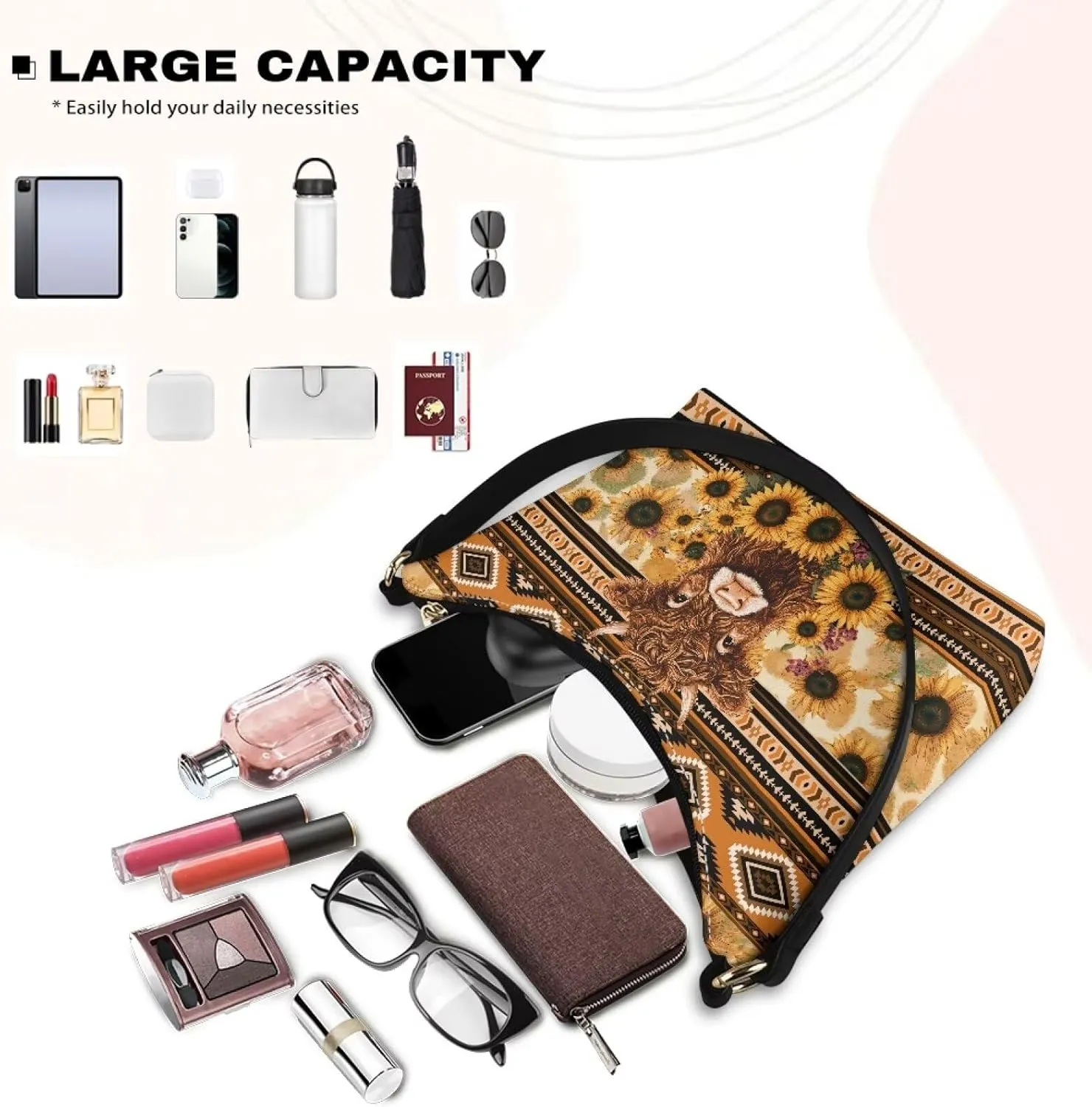 GIFTPUZZ Women Underarm Shoulder Bag Trendy Leather Purse with Top Handle Internal Pocket and Zipper Closure Waterproof