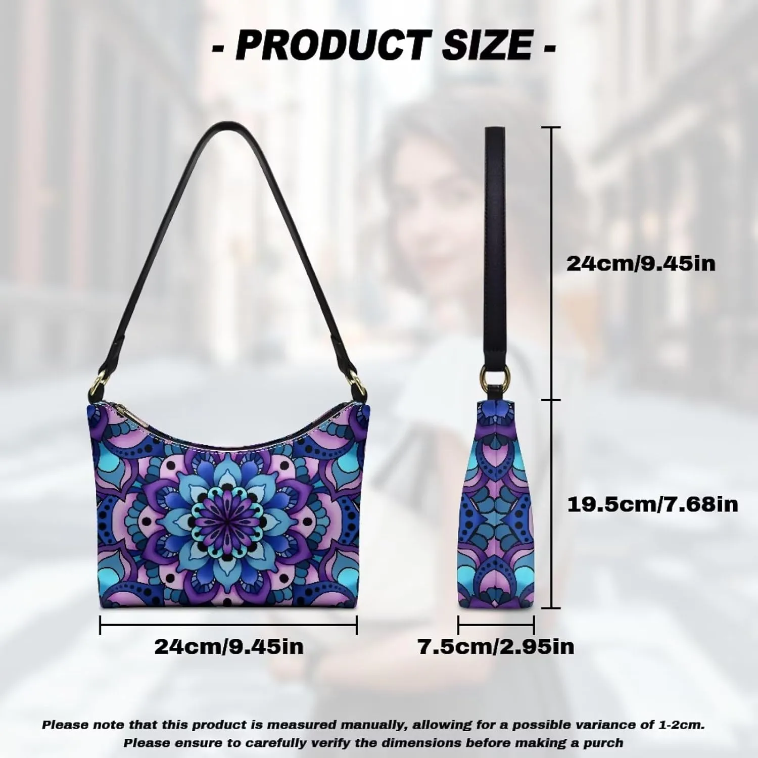 GIFTPUZZ Women Underarm Shoulder Bag Trendy Leather Purse with Top Handle Internal Pocket and Zipper Closure Waterproof