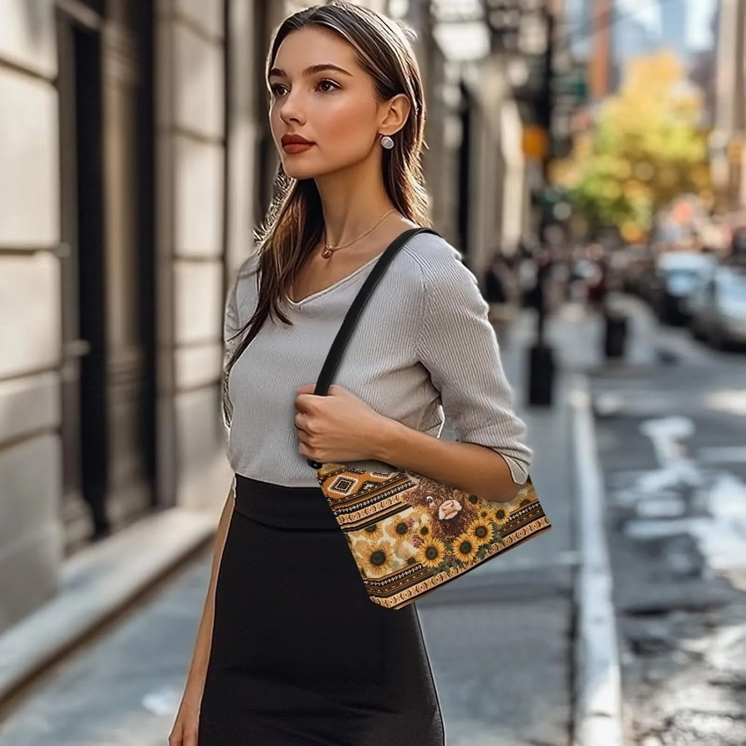 GIFTPUZZ Women Underarm Shoulder Bag Trendy Leather Purse with Top Handle Internal Pocket and Zipper Closure Waterproof