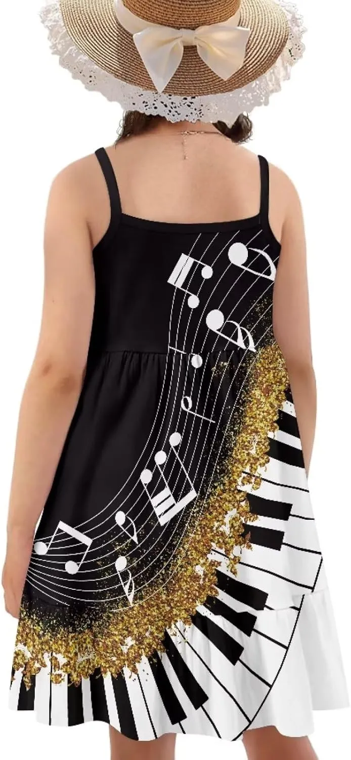 Girls Summer Dress Size 3T-14Y Sleeveless Straps Tiered Swing Sundress