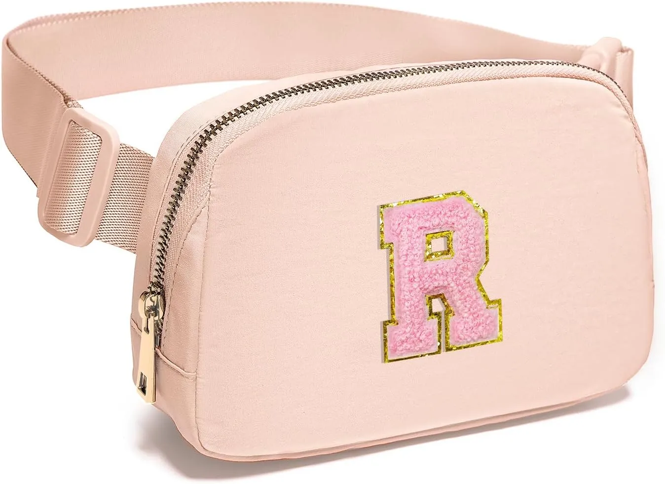 Gitus 6 7 8 9 10 Year Old Girl Gifts Belt Bag Fanny Pack Crossbody Bags with Initial Letter Patch Things for Teen Girls Easter Gifts for Girls Travel Essentials（Coral Pink-R）