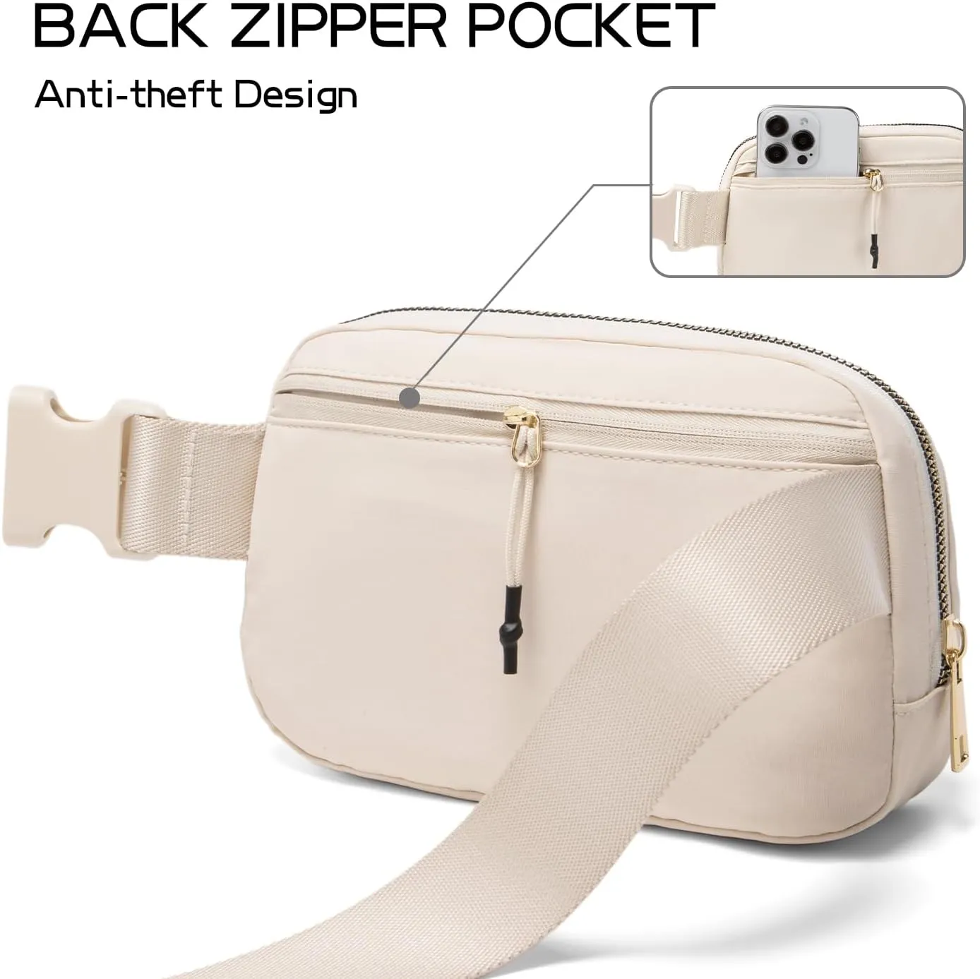 Gitus Belt Bag Fanny Pack Crossbody Bags with Initial Letter Patch Cute Stuff Birthday Gifts for Teenager Girls Cool Stuff for Teens Trendy Preppy Stuff for Teen Girls (Beige-A)