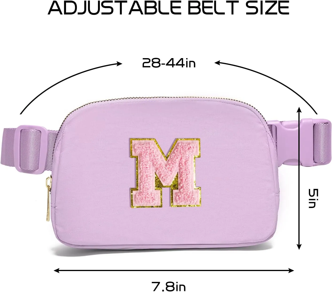 Gitus Belt Bag Fanny Pack Crossbody Bags with Initial Letter Patch Cute Stuff Birthday Gifts for Teenager Girls Trendy Preppy Stuff for Teen Girls Cool Stuff for Teens (Lavender-M)