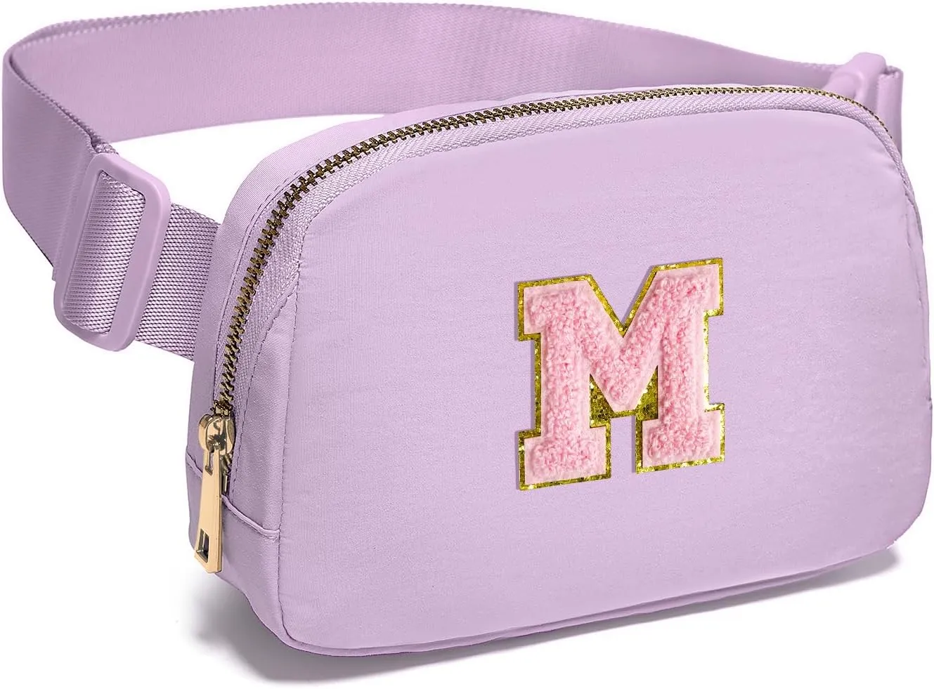 Gitus Belt Bag Fanny Pack Crossbody Bags with Initial Letter Patch Cute Stuff Birthday Gifts for Teenager Girls Trendy Preppy Stuff for Teen Girls Cool Stuff for Teens (Lavender-M)