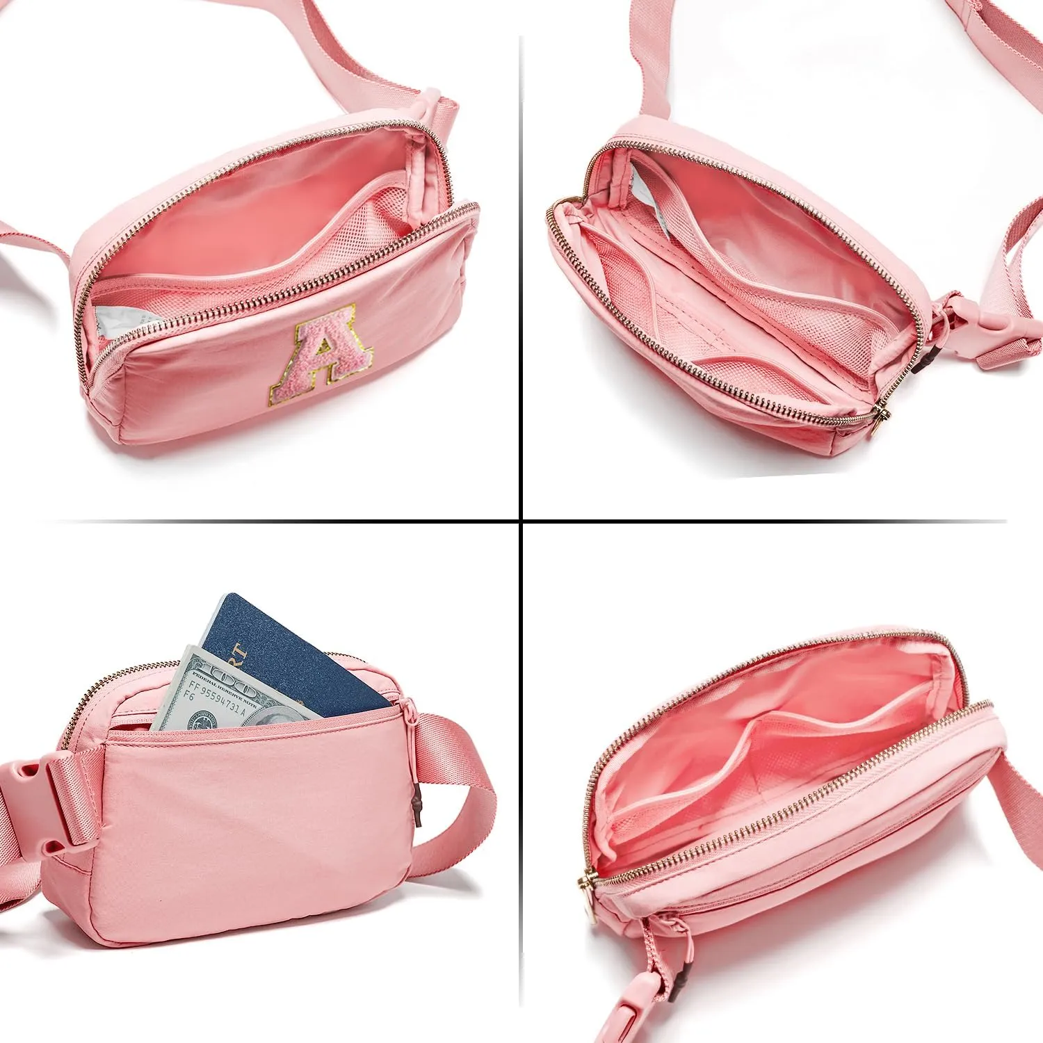 Gitus Customizable Gifts for Girls Age 6-8 8-10 Belt Bag Fanny Pack with Initial for Girls Birthday Gifts for Teenager Girls Teen Girl Gifts Trendy Stuff （Light Pink-A）