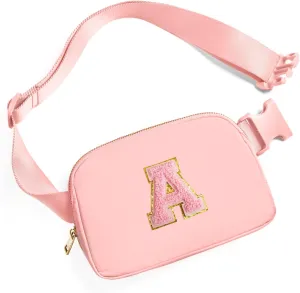 Gitus Customizable Gifts for Girls Age 6-8 8-10 Belt Bag Fanny Pack with Initial for Girls Birthday Gifts for Teenager Girls Teen Girl Gifts Trendy Stuff （Light Pink-A）