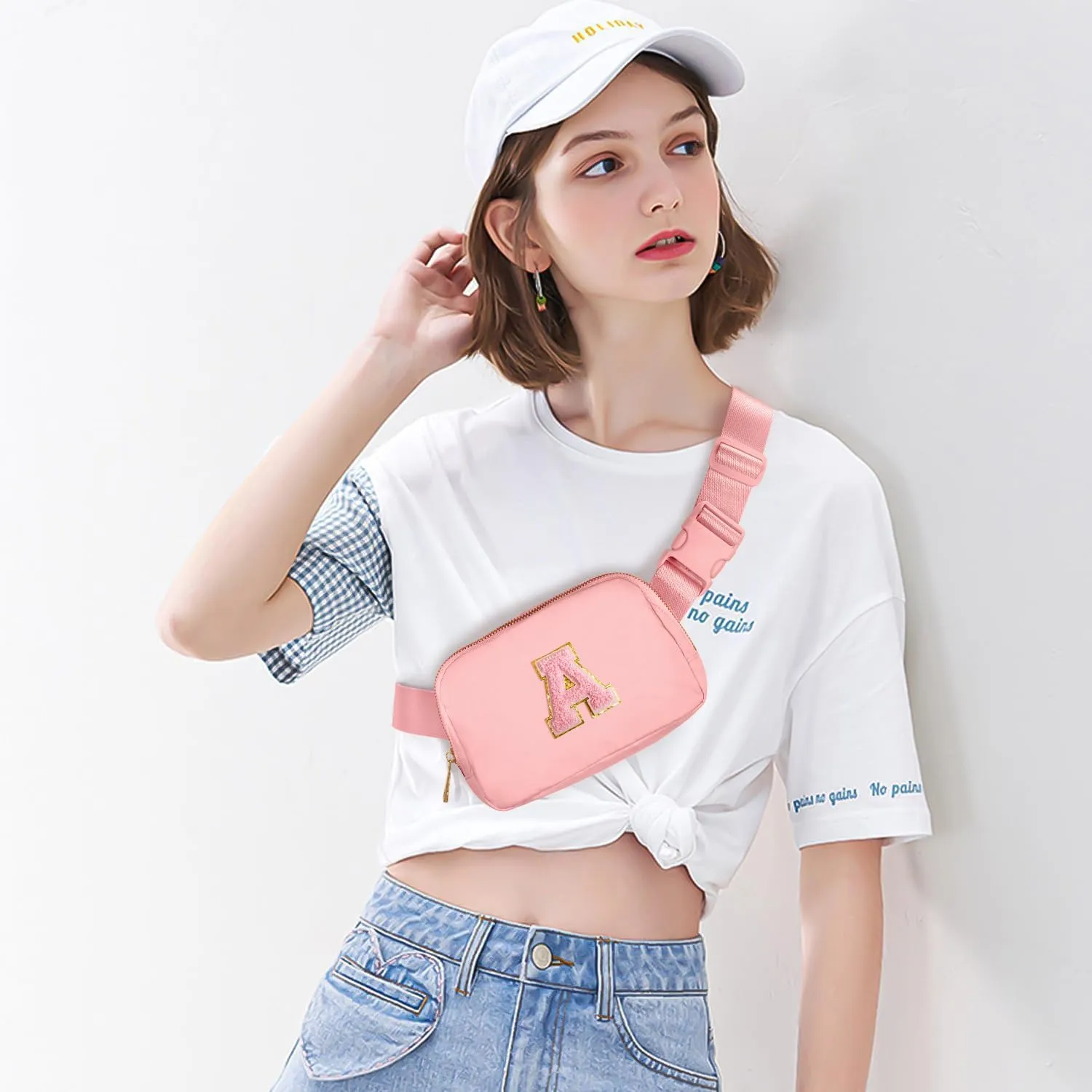 Gitus Customizable Gifts for Girls Age 6-8 8-10 Belt Bag Fanny Pack with Initial for Girls Birthday Gifts for Teenager Girls Teen Girl Gifts Trendy Stuff （Light Pink-A）