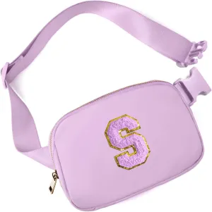 Gitus Gifts for 8 9 10 11 12 Year Old Girls Belt Bag Fanny Pack Crossbody Bags with Initial Letter Patch Cute Stuff Birthday Gifts for Teen Girls Women Personalized Trend Stuff (Lavender-S)