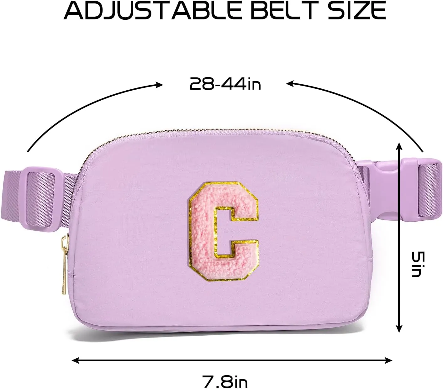 Gitus Initial Belt Bag Fanny Pack Crossbody Bag for Girls Birthday Gifts Age 8-10 Teen Girl Gifts Trend Stuff Personalized Letter Gifts for Daughter Sister (Lavender-C)