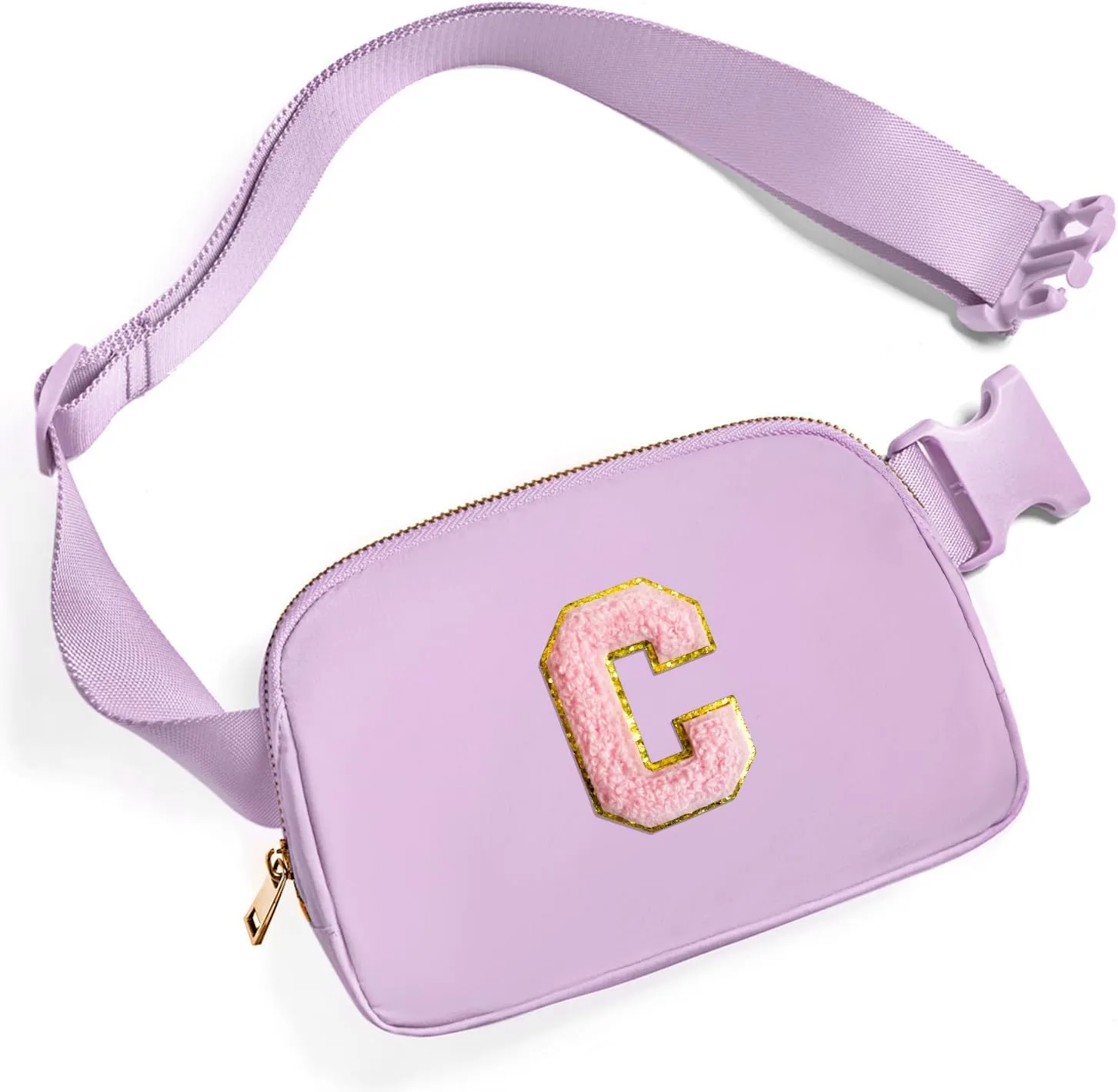 Gitus Initial Belt Bag Fanny Pack Crossbody Bag for Girls Birthday Gifts Age 8-10 Teen Girl Gifts Trend Stuff Personalized Letter Gifts for Daughter Sister (Lavender-C)
