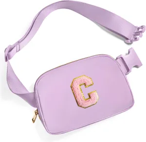 Gitus Initial Belt Bag Fanny Pack Crossbody Bag for Girls Birthday Gifts Age 8-10 Teen Girl Gifts Trend Stuff Personalized Letter Gifts for Daughter Sister (Lavender-C)