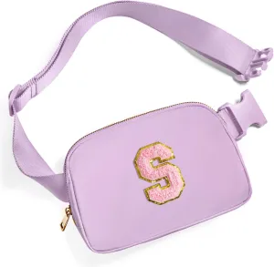 Gitus Initial Belt Bag Fanny Pack Crossbody Bag for Girls Birthday Gifts Age 8-10 Teen Girl Gifts Trend Stuff Personalized Letter Gifts for Daughter Sister (Lavender-S)