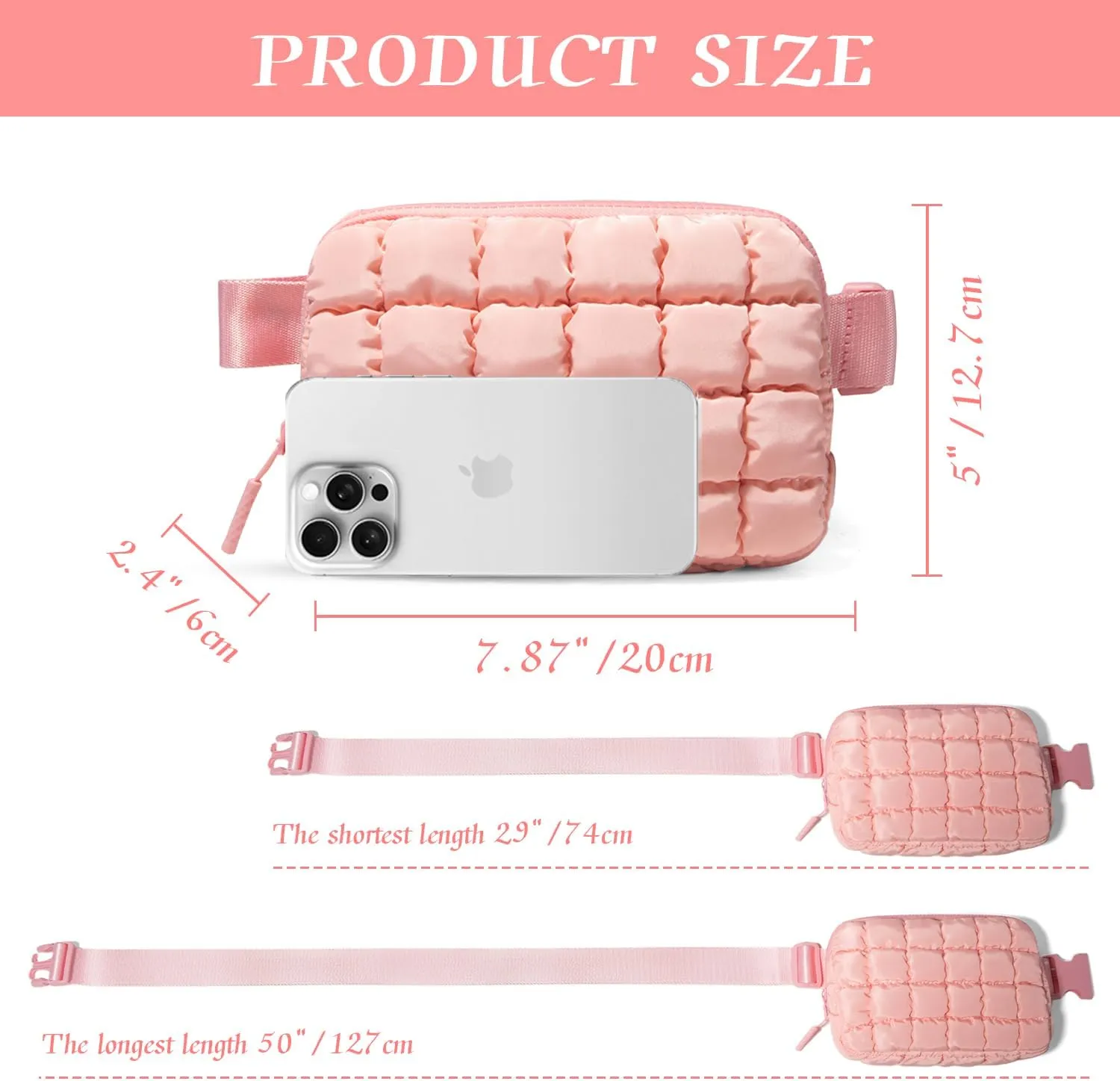 Gitus Trending Gifts for Women Puffer Crossbody Bags for Women Belt Bag Fanny Pack with Adjustable Straps Lightweight Quilted Puffy Bag Woman Gifts (Light Pink)