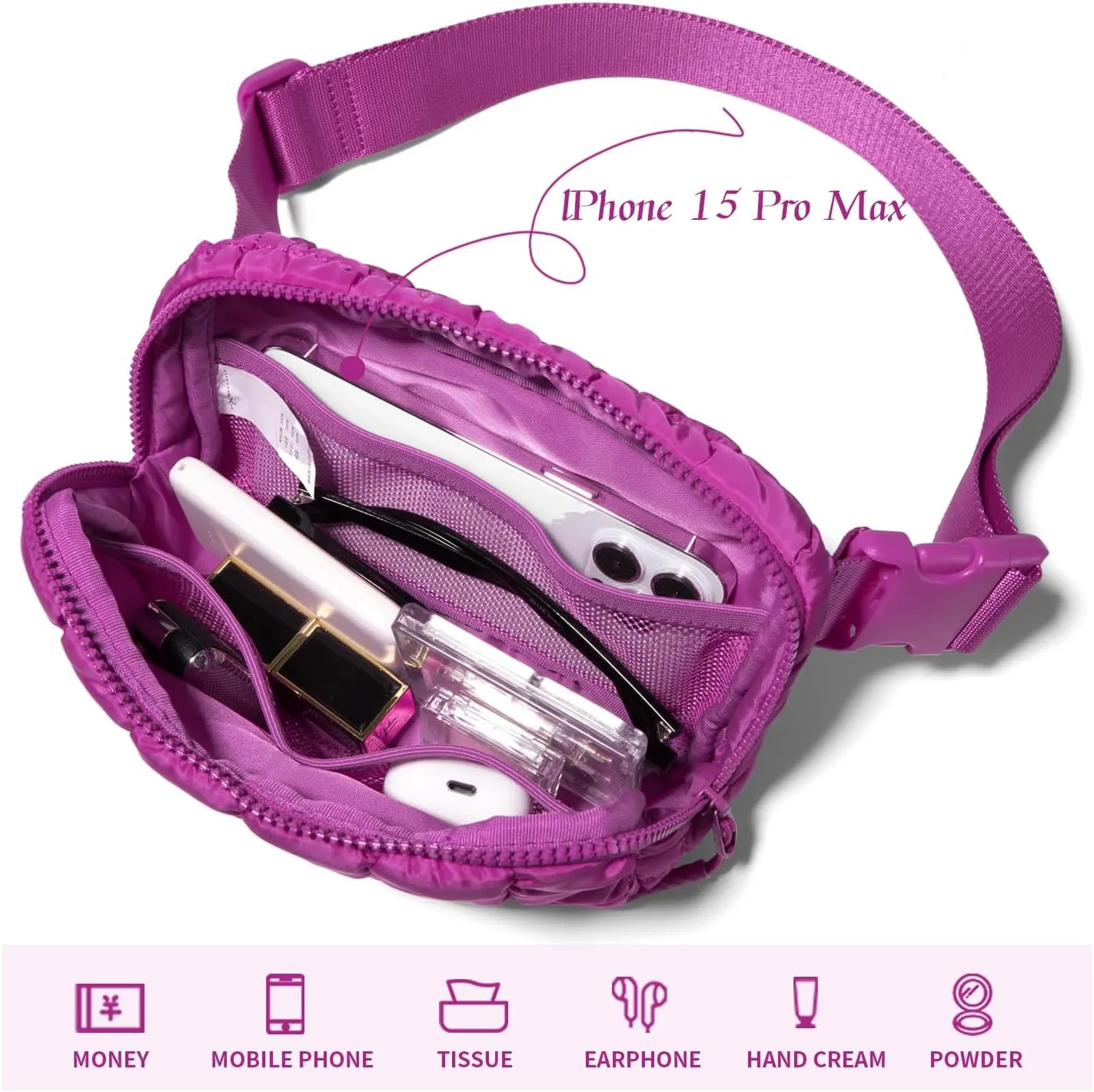 Gitus Trending Gifts for Women Puffer Crossbody Bags for Women Belt Bag Fanny Pack with Adjustable Straps Lightweight Quilted Puffy Bag Woman Gifts (Red)