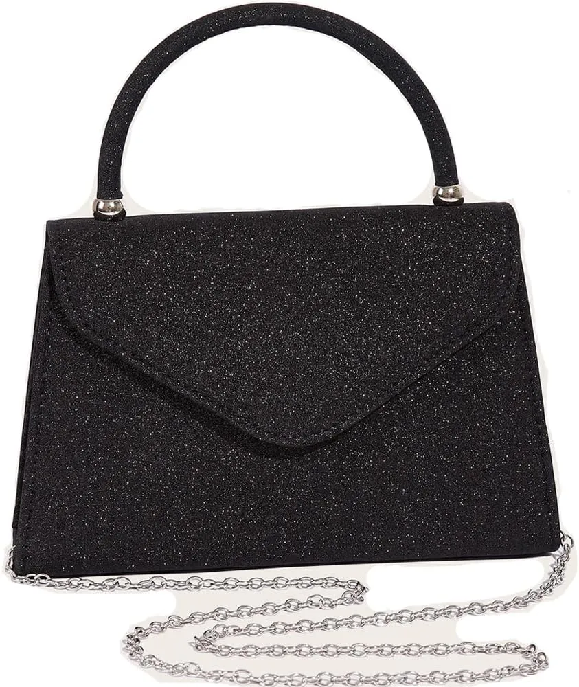 Glossy Patent Leather Handbag for Women Evening Bag Small Satchel Bag Chain Shoulder Bag Flip Top Handle Bag