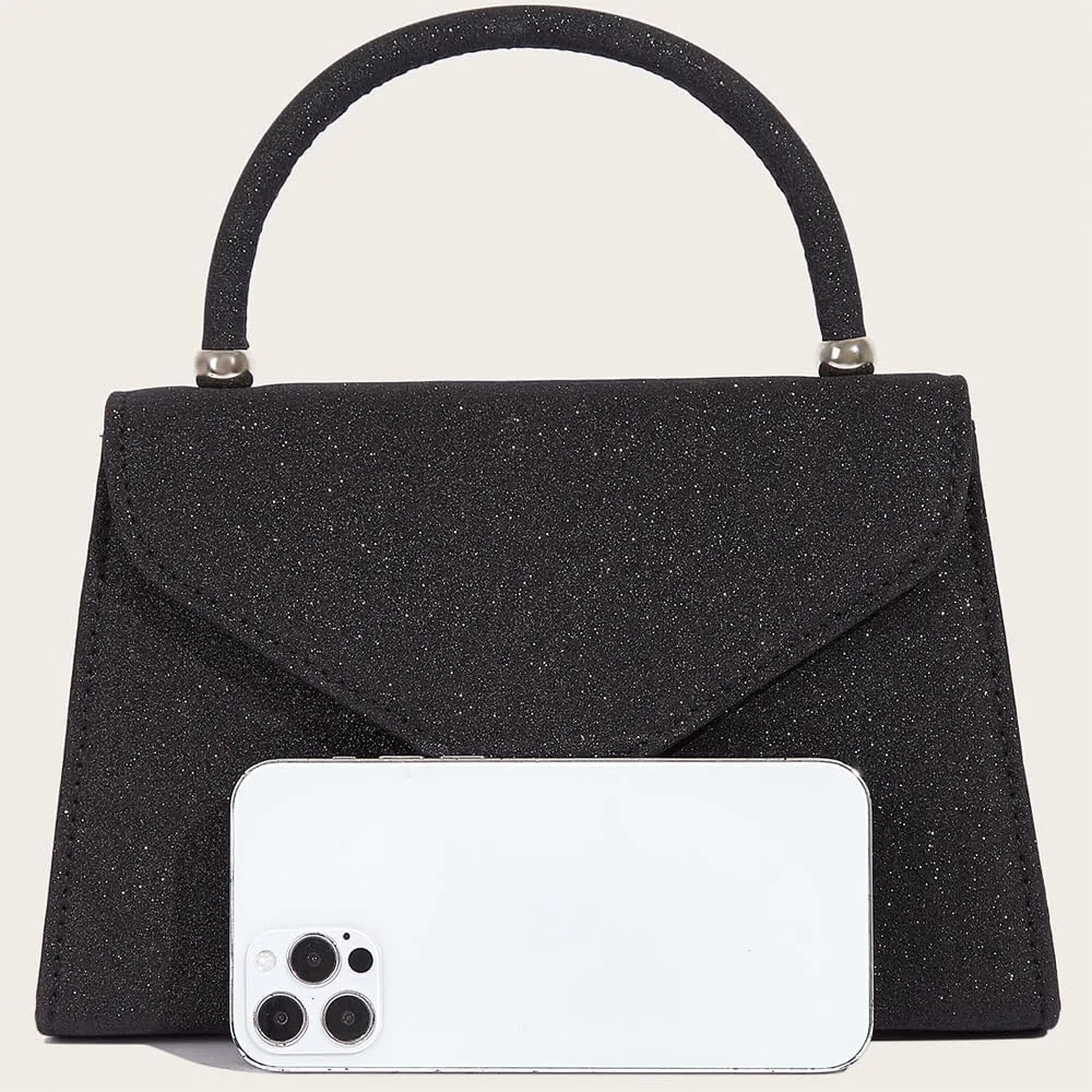 Glossy Patent Leather Handbag for Women Evening Bag Small Satchel Bag Chain Shoulder Bag Flip Top Handle Bag
