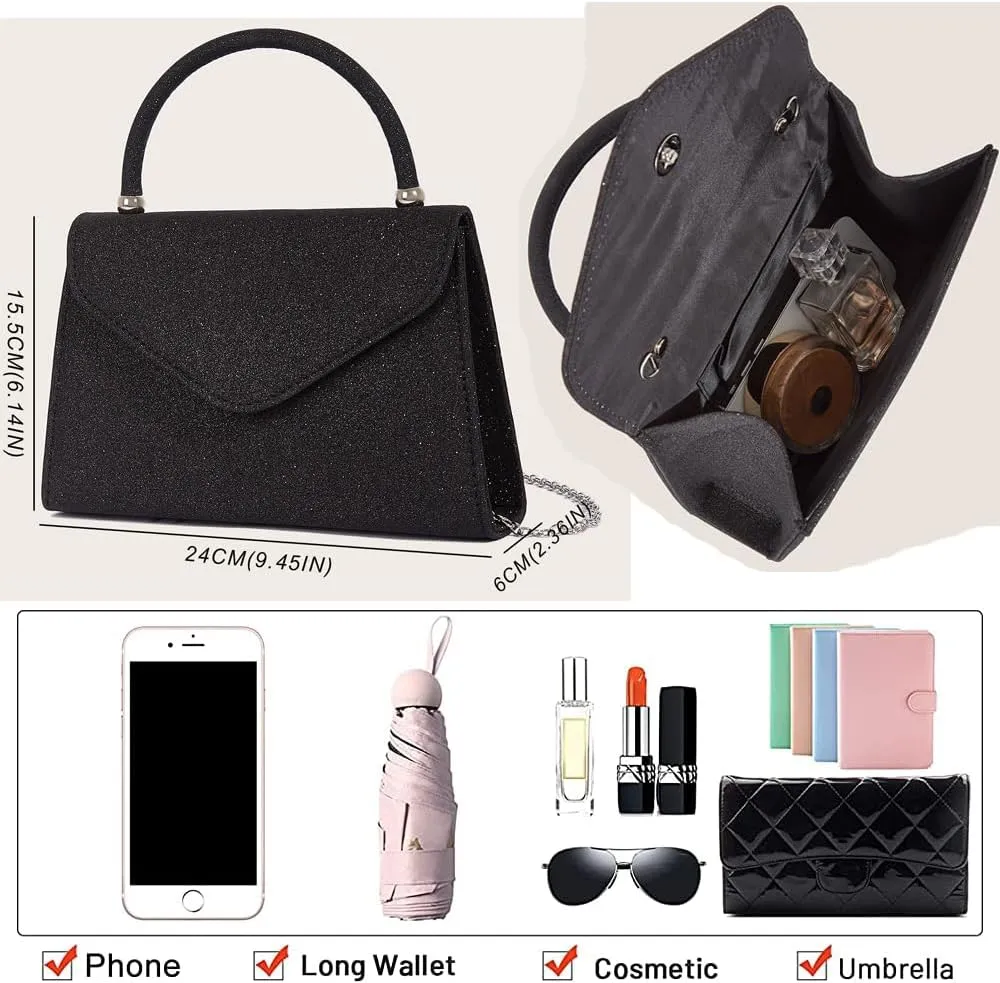 Glossy Patent Leather Handbag for Women Evening Bag Small Satchel Bag Chain Shoulder Bag Flip Top Handle Bag