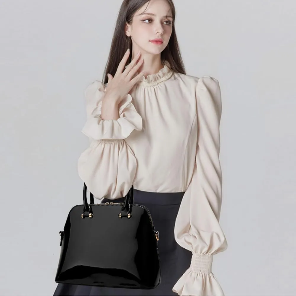 Glossy Patent Leather Handbags Purse Women Dome Satchel Bag Top Handle Handbag Ladies Shoulder Bag Crossbody Bags