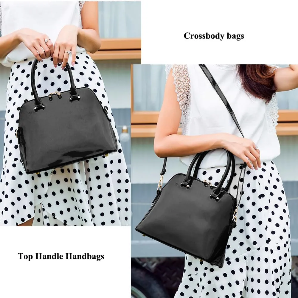 Glossy Patent Leather Handbags Purse Women Dome Satchel Bag Top Handle Handbag Ladies Shoulder Bag Crossbody Bags