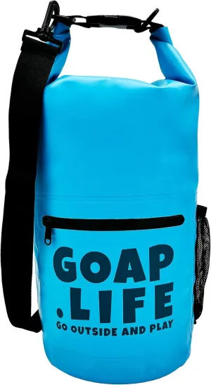 GOAP 10L Waterproof Dry Bag for Beach, Fishing, Camping, and Hiking - Rolltop Design with Crossbody Strap, Water Bottle Pocket, and Zipper Pocket