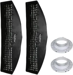 Godox 14"x63" / 35x160cm Strip Beehive Honeycomb Grid Softbox with Bowens Mount Speedring for Studio Flash Strobe Lighting [2-Pack]