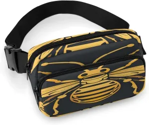 Golden Bee Insect Pattern Fanny Pack Lightweight Belt Bag with Adjustable Strap Hip Bum Bag for Running Travel