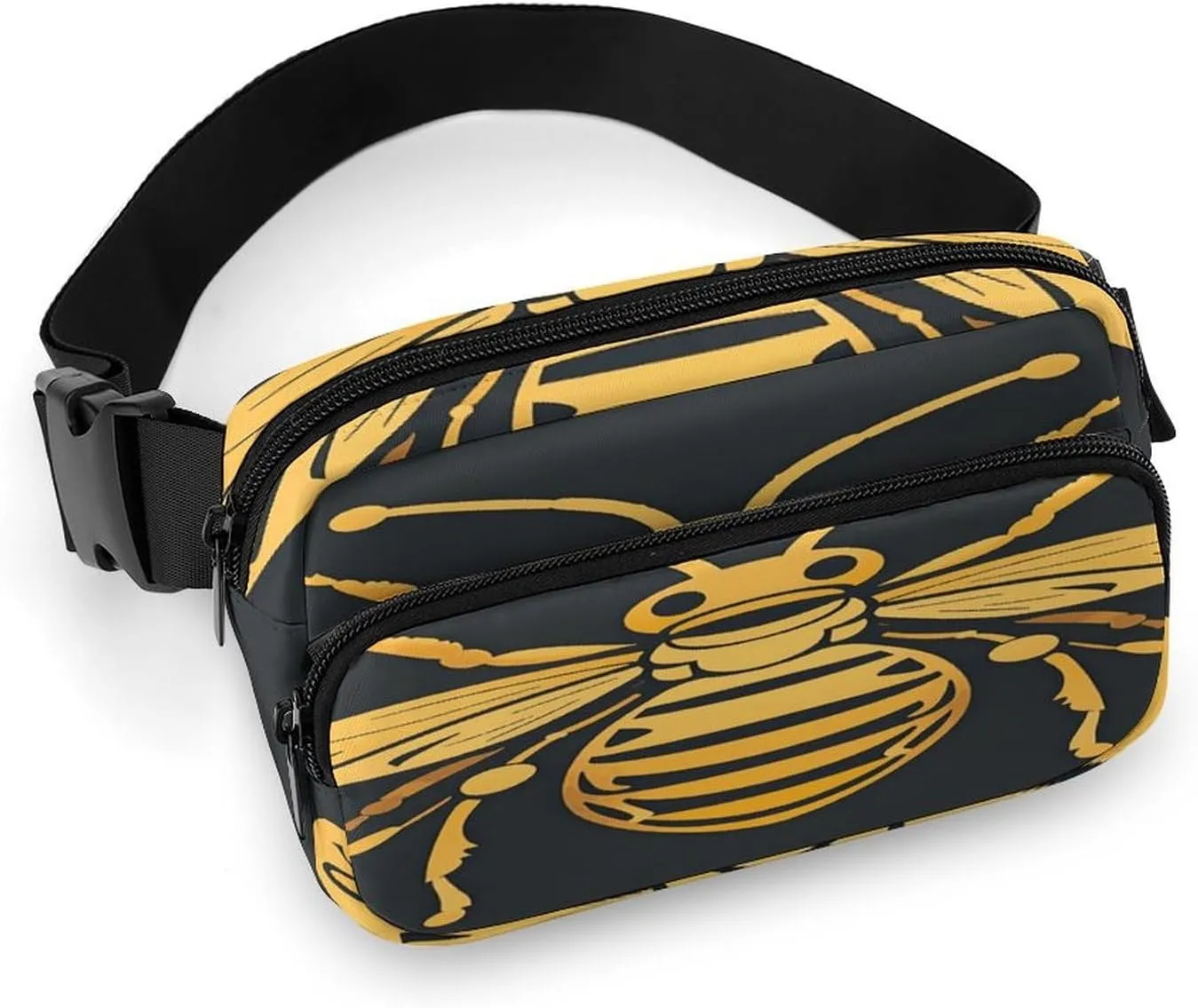Golden Bee Insect Pattern Fanny Pack Lightweight Belt Bag with Adjustable Strap Hip Bum Bag for Running Travel