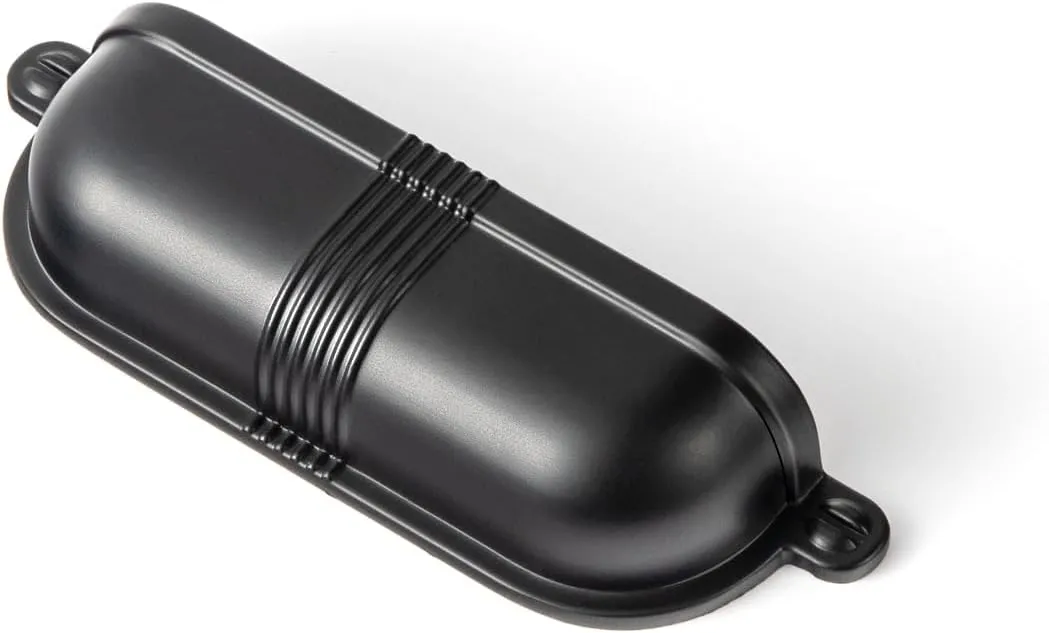 Goo-Ki 6 Pack 3 Inch Matte Black Cup Pulls with Textured Strap Design, Elegant Modern Bin Handles for Kitchen & Furniture