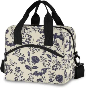 Goth Bat Insulated Lunch Bag Reusable Lunch Tote Bag Cooler Bag for Women Men Adult Lunch Box with Adjustable Shoulder Strap Leakproof Lunch Bag for Work Picnic Camping
