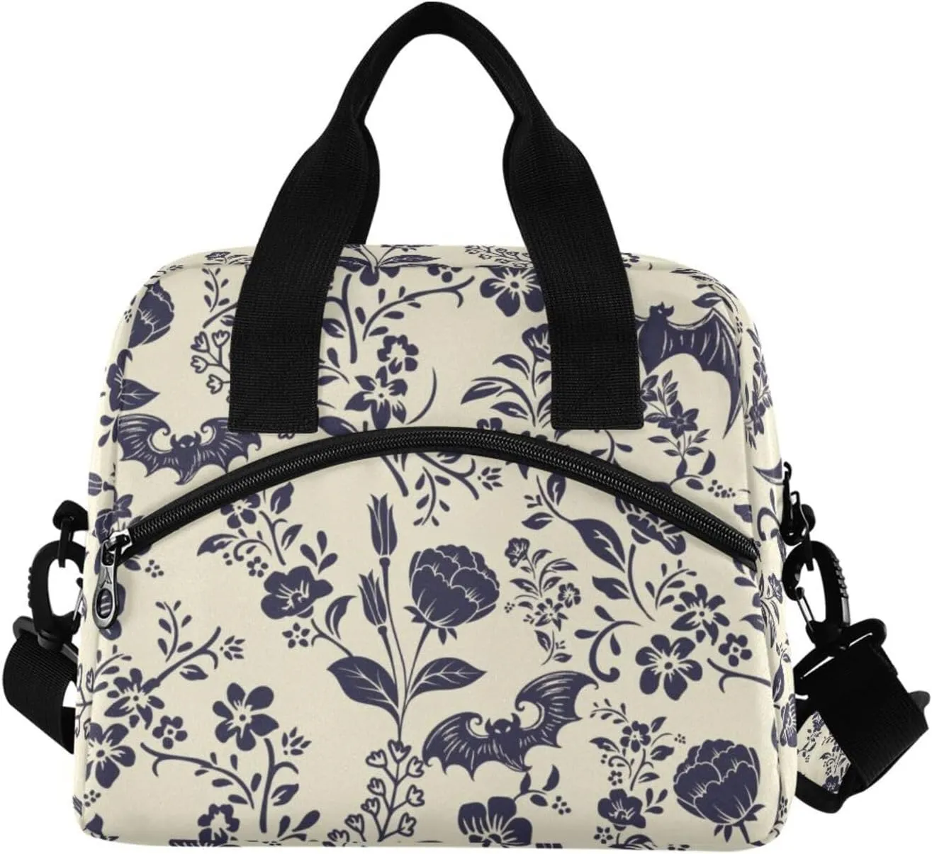Goth Bat Insulated Lunch Bag Reusable Lunch Tote Bag Cooler Bag for Women Men Adult Lunch Box with Adjustable Shoulder Strap Leakproof Lunch Bag for Work Picnic Camping