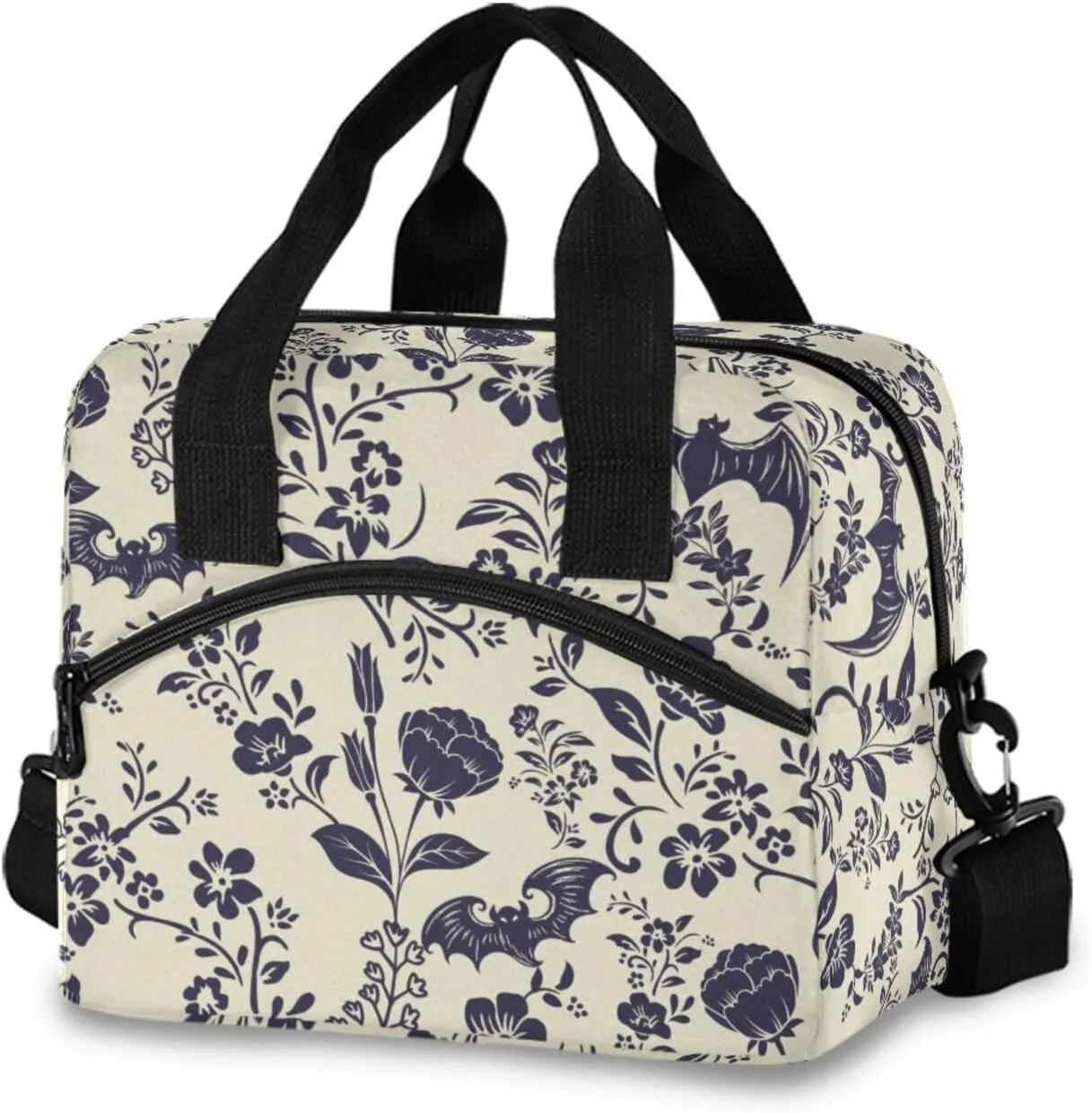 Goth Bat Insulated Lunch Bag Reusable Lunch Tote Bag Cooler Bag for Women Men Adult Lunch Box with Adjustable Shoulder Strap Leakproof Lunch Bag for Work Picnic Camping