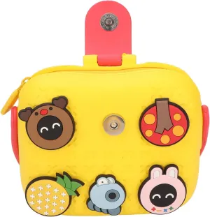 GOWENIC Kids Camera Case, Digital Camera Storage Case, Cartoon Multi Color Buffer Housing Large Capacity Crossbody Shoulder Bag for Boys Girls (Yellow)