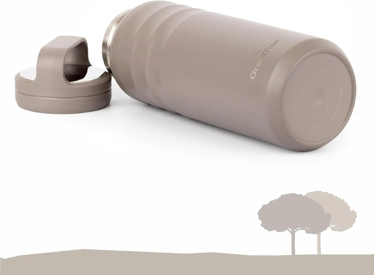 GRANDTIES 2 Lids Sports Stainless Steel Water Bottles – Wide Mouth Vacuum Insulated Reusable Leak Proof BPA-Free Travel Metal Canteen, Thermos Bottles for Men Women Gym (Caffe Latte 24 oz)
