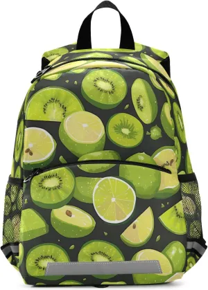 Green Kiwi Lime Girls and Boys Backpack Lightweight Cute Bookbag with Reflective Strips Travel Back Pack