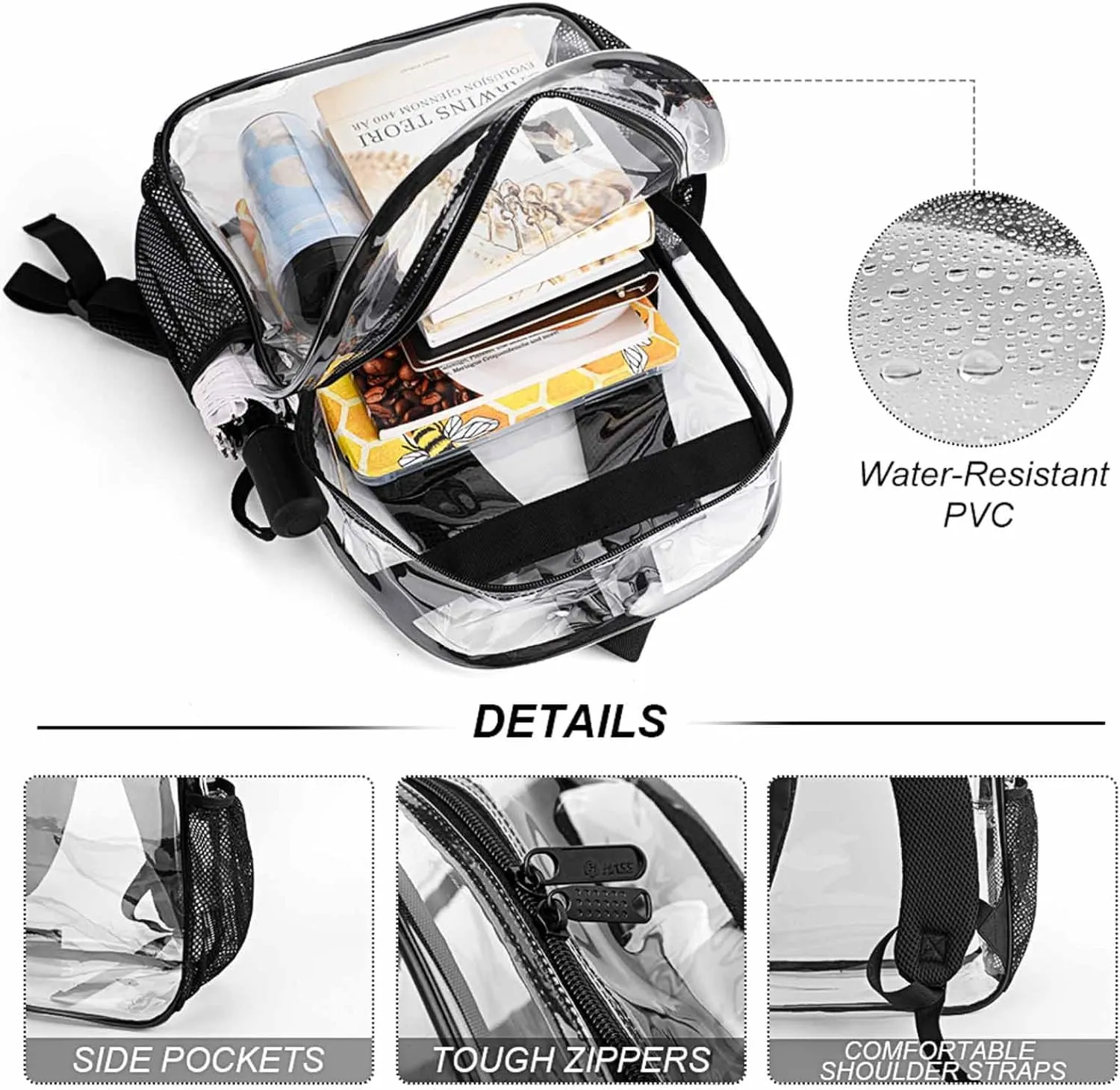 Green Marijuanaweed Leaf Black Rucksack Transparent Anti-Theft Multipurpose Carry On Bag Large Capacity Travel and Sport Backpack Rucksack With Smooth Zippers