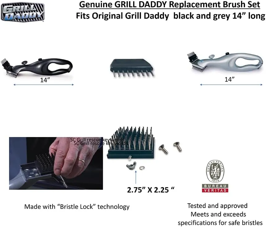 Grill Daddy FBA_B00198KP7K GB05522S Replacement Brush, 1, Metal