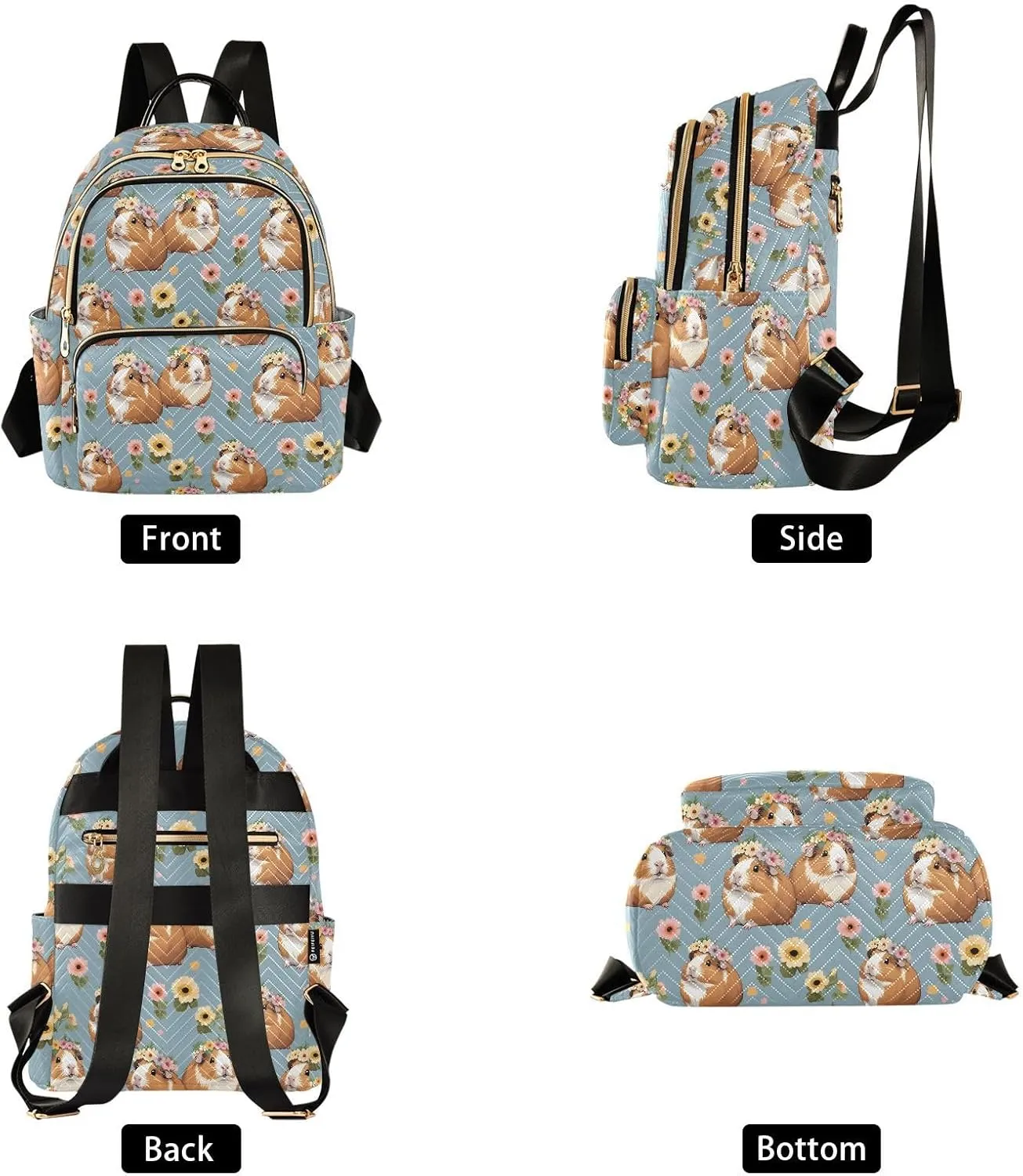 Guinea Pig Flower Mini Backpack Purse for Women Shoulder Bag Fashion Daypack Ladies Handbag Lightweight Travel Bag Rucksack